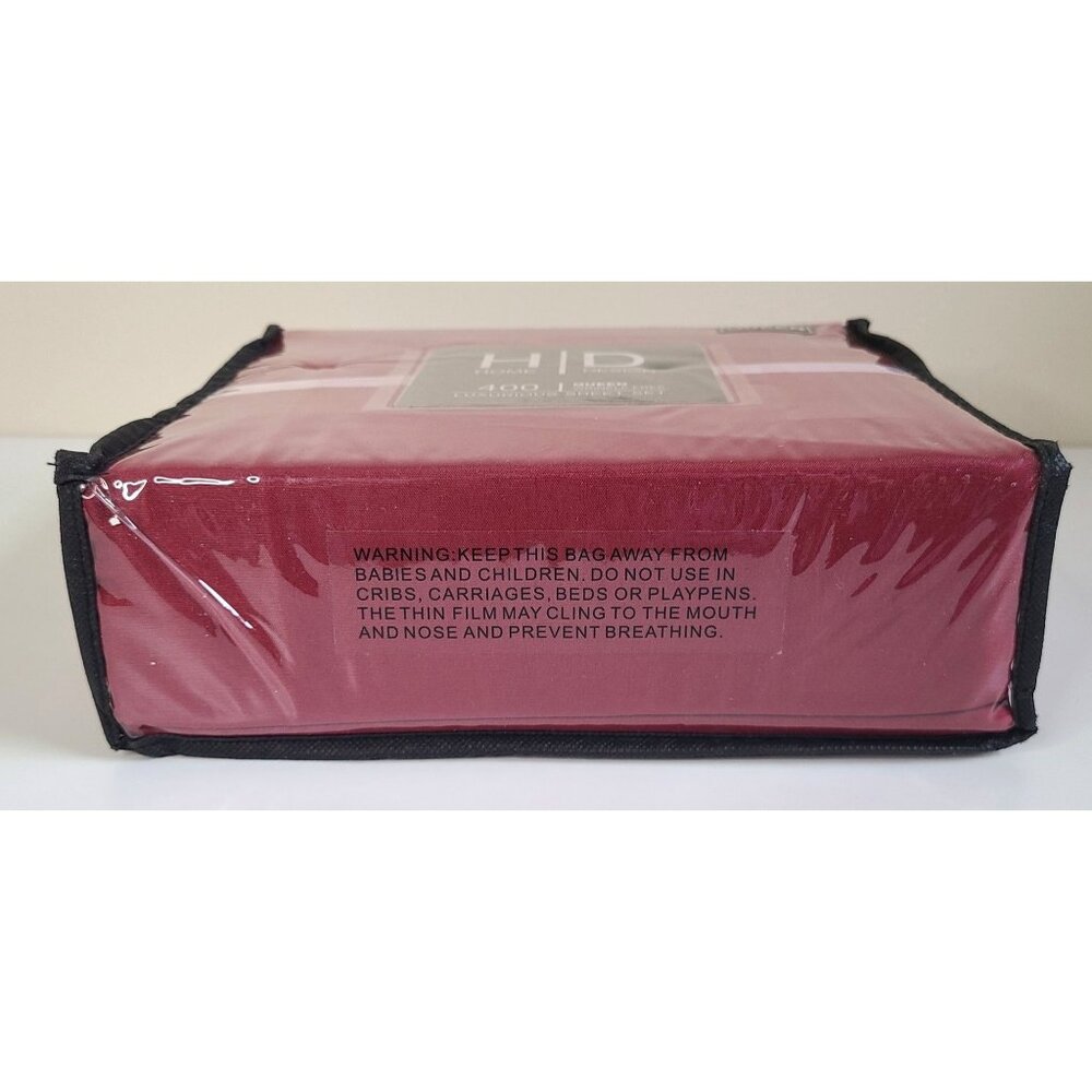Queen HD Home Design Burgundy 400 Thread Count Luxurious Sheet Set Wrinkle free - Picture 5 of 5